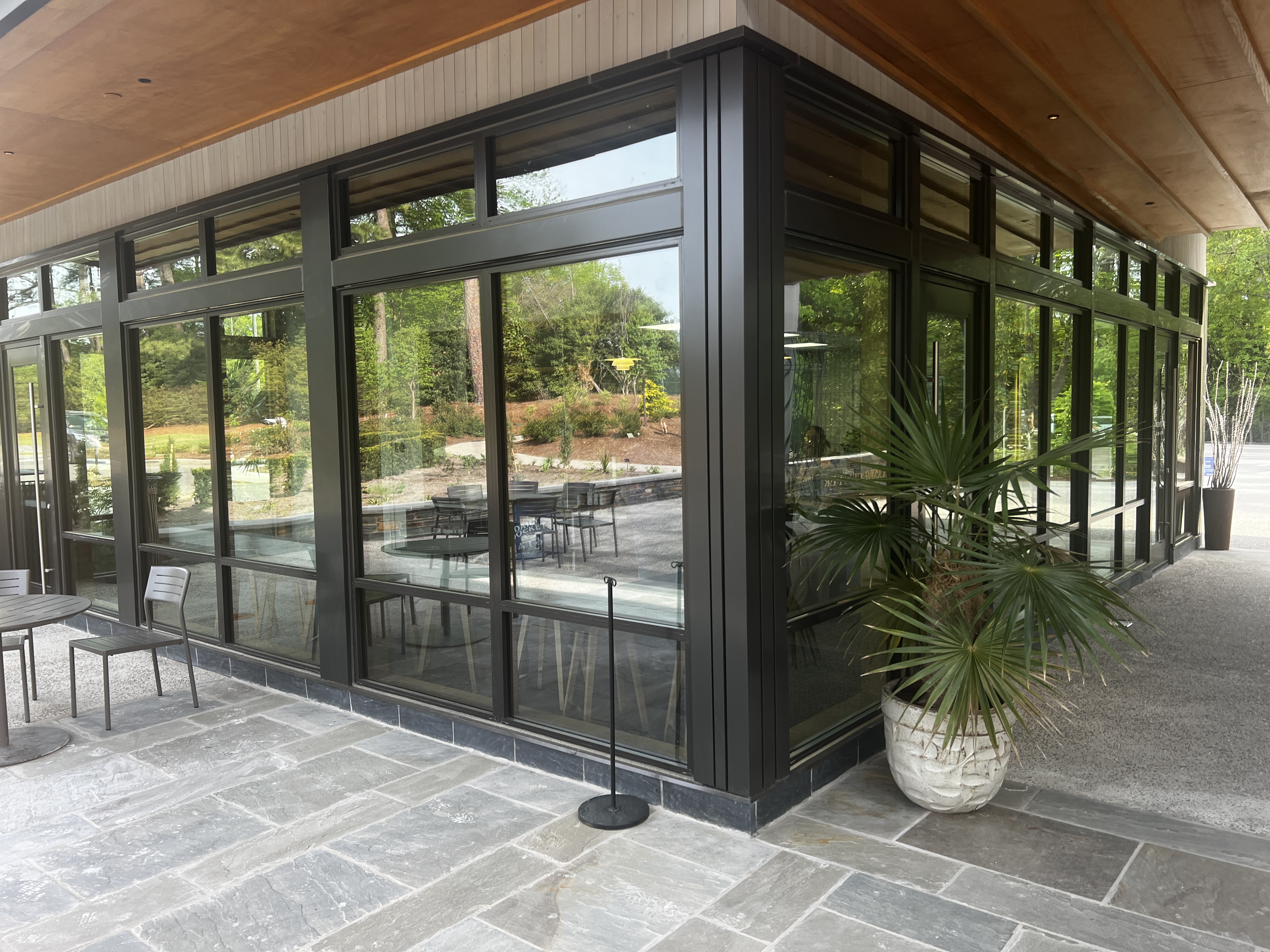 Barnes Welcome Center glass café pavilion exterior